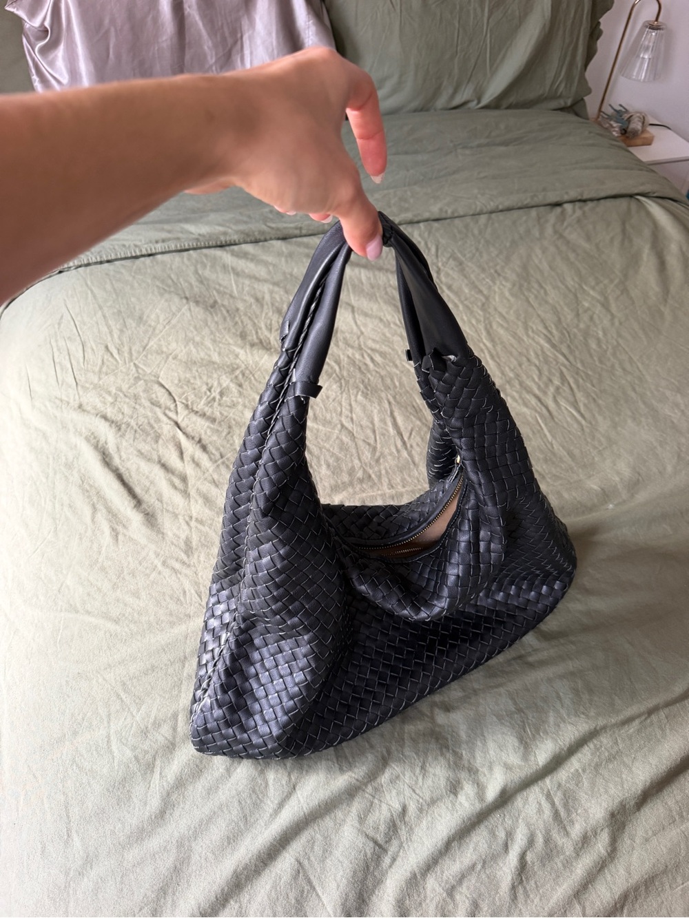 100% Leather Weaved Hobo Tote